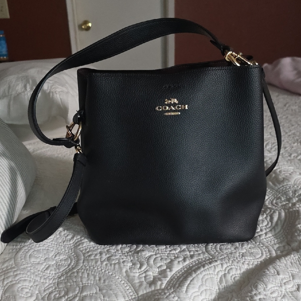 Coach Black Pebbled Leather Shoulder Bag